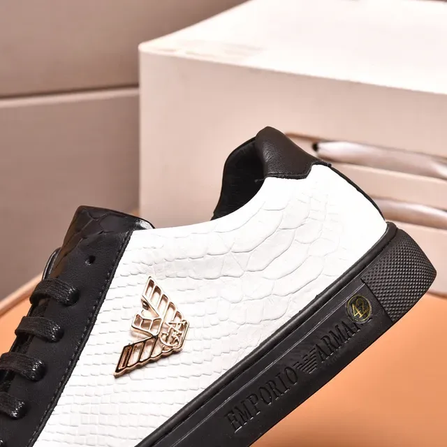 Emporio Armani Eagle Logo Two-Tone Snake Leather Lifestyle Sneakers 4