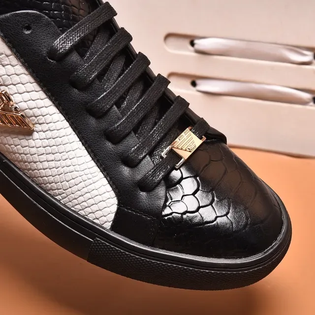 Emporio Armani Eagle Logo Two-Tone Snake Leather Lifestyle Sneakers 5