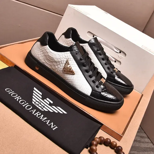 Emporio Armani Eagle Logo Two-Tone Snake Leather Lifestyle Sneakers 6
