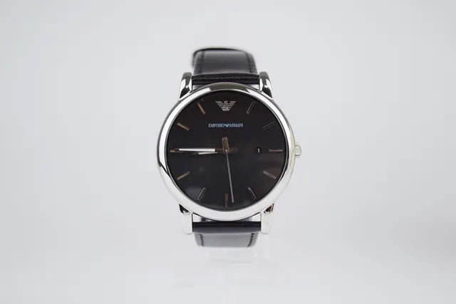 Emporio Armani ساعة كوارتز وجه أسود مبسطة 2