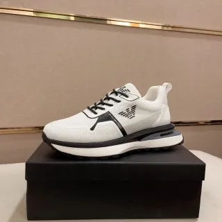 Emporio Armani White and Black Mesh Lifestyle Sneaker