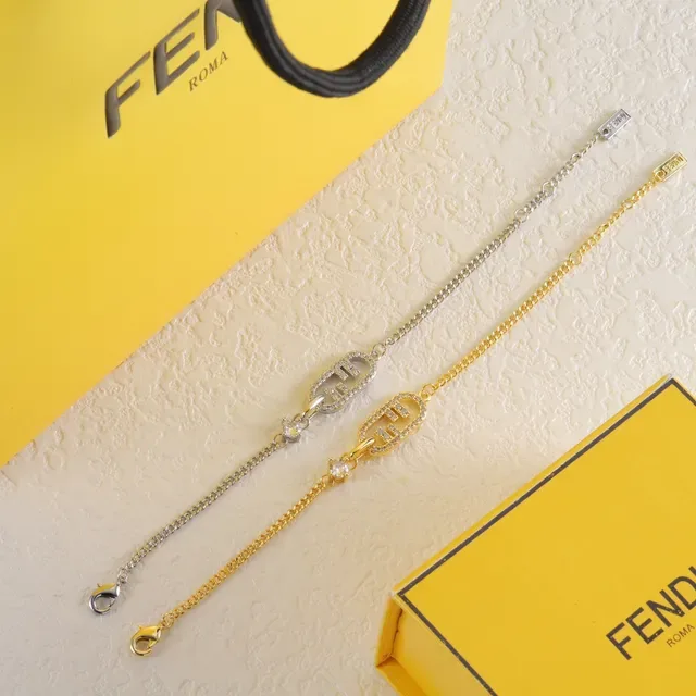 سوار سلسلة Fendi FF Logo كريستال مبطن 2