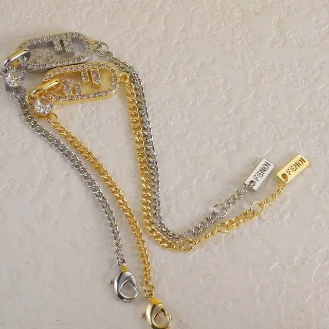 سوار سلسلة Fendi FF Logo كريستال مبطن 3