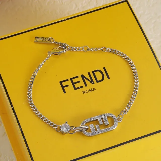 سوار سلسلة Fendi FF Logo كريستال مبطن 5