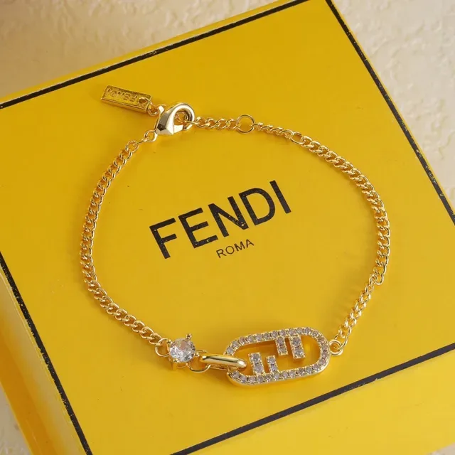 سوار سلسلة Fendi FF Logo كريستال مبطن 6