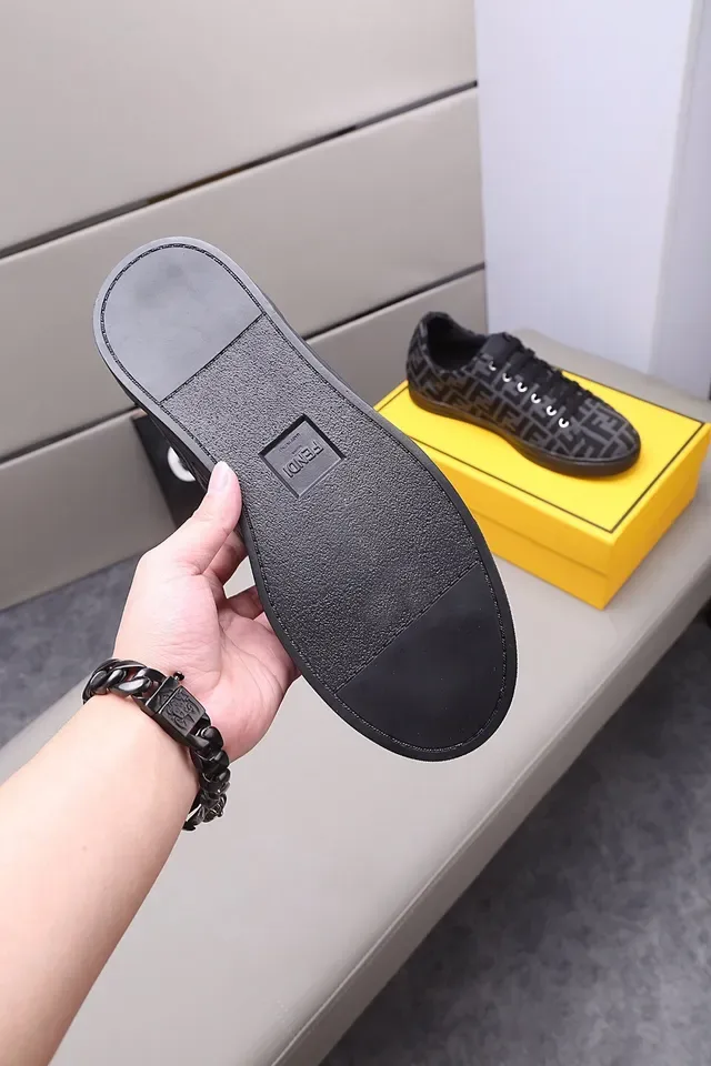 Fendi FF Monogram Sneaker Black Gray Monogrammed Textile Upper Cupsole Lifestyle Sneakers 2