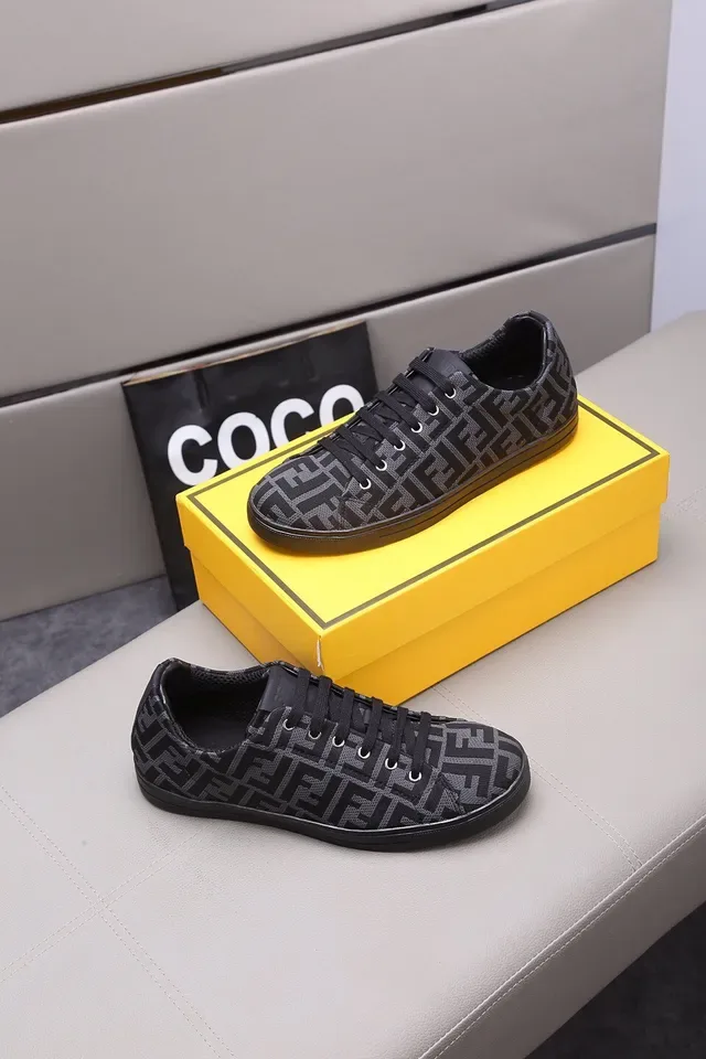 Fendi FF Monogram Sneaker Black Gray Monogrammed Textile Upper Cupsole Lifestyle Sneakers 7