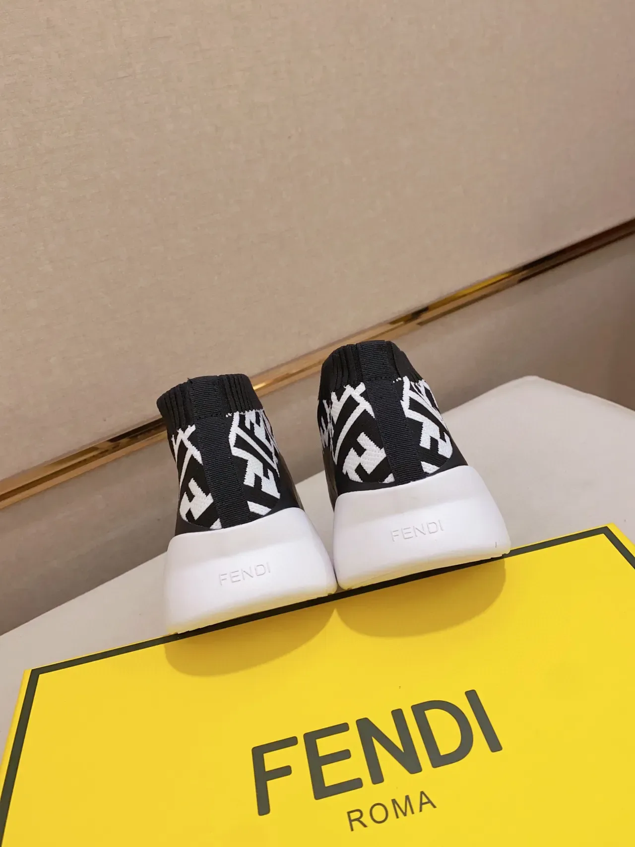 Fendi Speed Trainer Black and White FF Monogram Lifestyle Sneakers 3