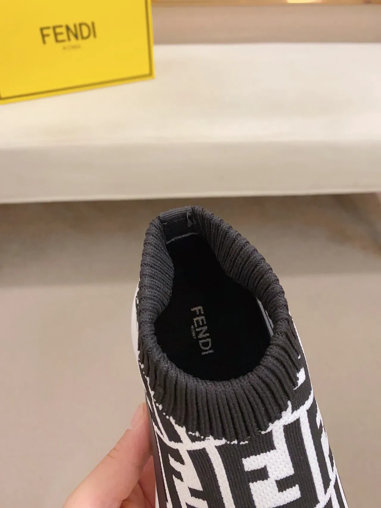 Fendi Speed Trainer Black and White FF Monogram Lifestyle Sneakers 6