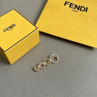 أقراط Fendi Triple FF Logo Pavé ذهبي التدرج