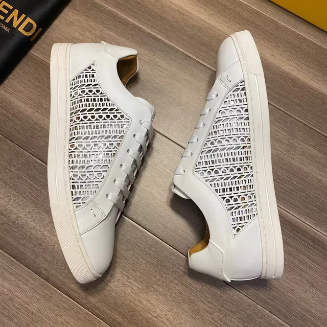 Fendi White Leather Laser-Cut Side Panel Lifestyle Sneakers 6