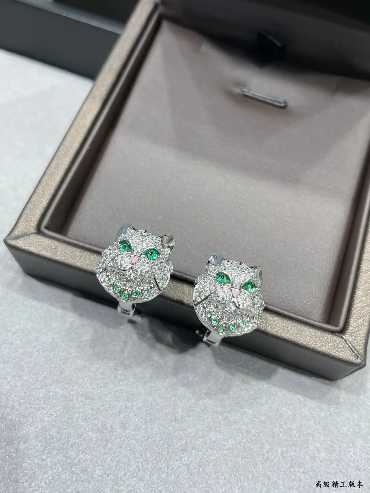 Animal-Head Pave-Stone Stud Earrings 8