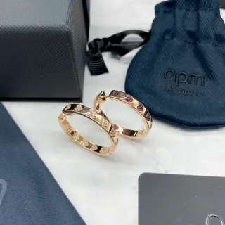 apm Monaco أقراط حلق ذهبية وردية وردية مع زينة حجر على شكل قلب