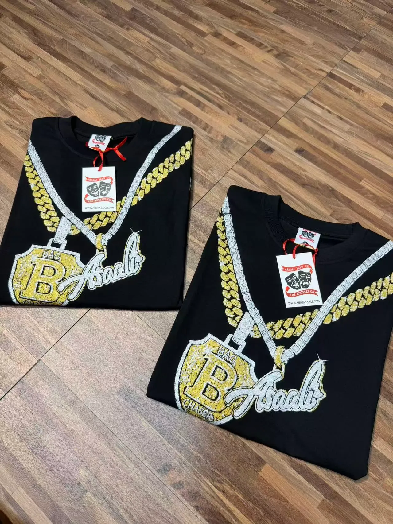 ASAALI Chain Shield Graphic Black T-Shirt 7