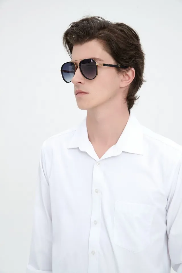 Aviator-Style Gradient Lens Sunglasses 9
