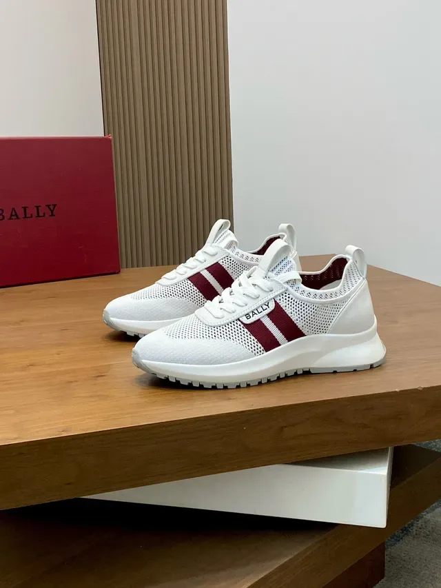 Bally Blanc Bordeaux Maille Respirante Haut Bas Lacets Lifestyle Sneakers 4
