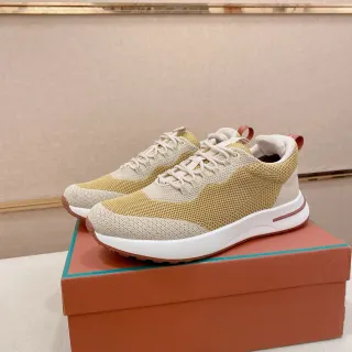 حذاء رياضي low-top بيج و خردل بانيل نسيج