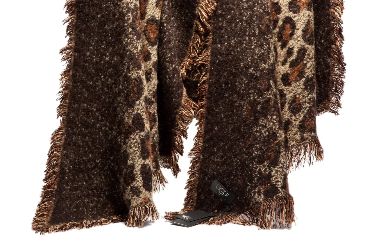 Beige Brown Knitted Leopard Print Scarve 18