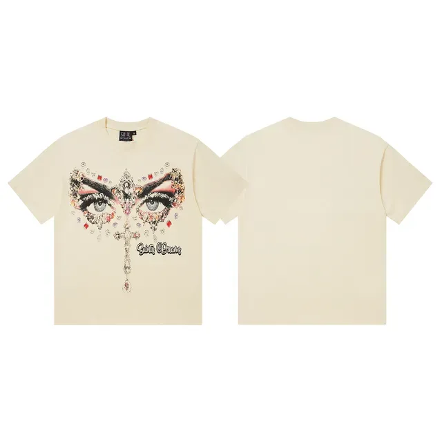 Beige Graphic-Print Oversized Fit T-Shirt 2