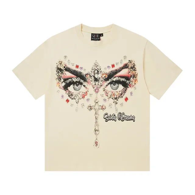 Beige Graphic-Print Oversized Fit T-Shirt 3
