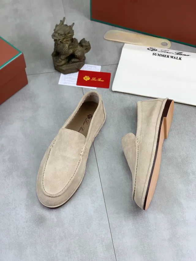 Beige Suede Moc-Toe Slip-On Loafers 5