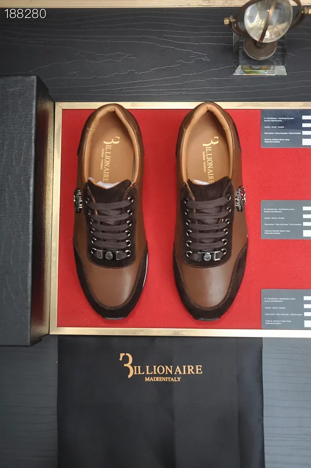 Billionaire Two-Tone Brown Leather and Suede Lifestyle Sneakers 6