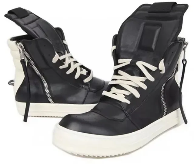 Sneakers lifestyle plateforme haute avec zip noir et crème 4