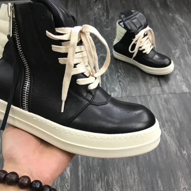 Sneakers lifestyle plateforme haute avec zip noir et crème 6