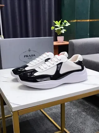 Black and White Contrast Patent Leather Mesh Platform Lifestyle Sneakers 2