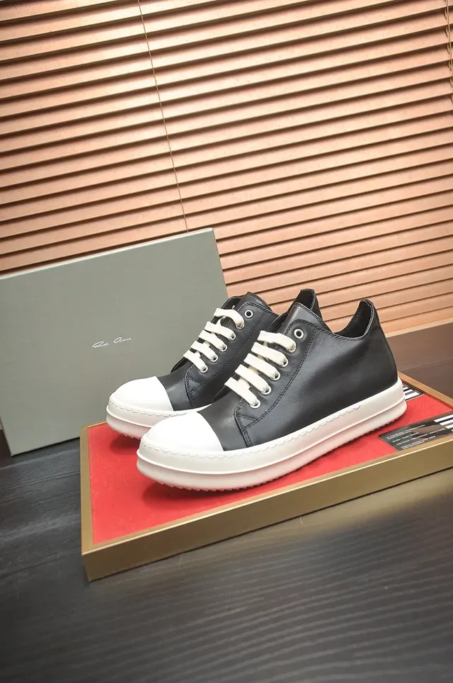 Black and White High-Top Platform Leather Sneaker 4