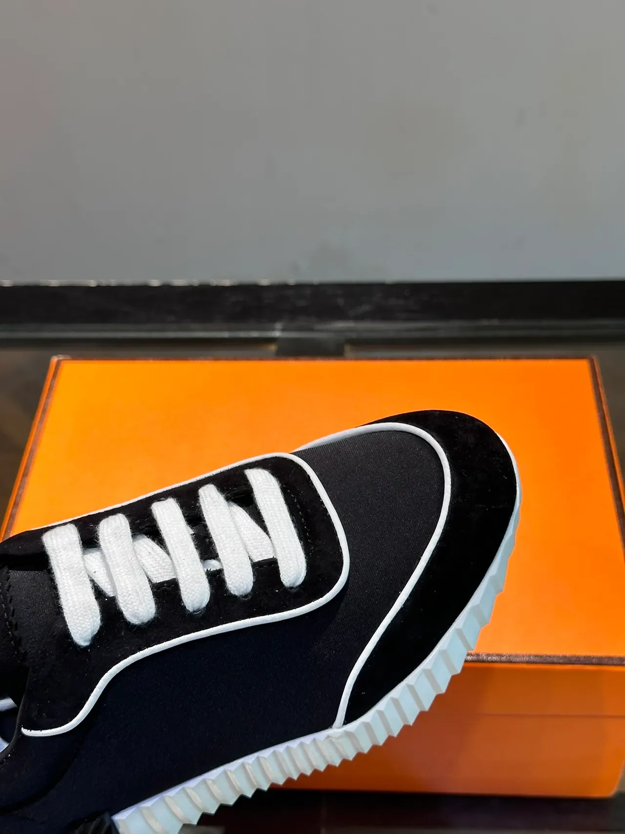 Black and White Suede Low-Top Lace-Up Sneakers 3