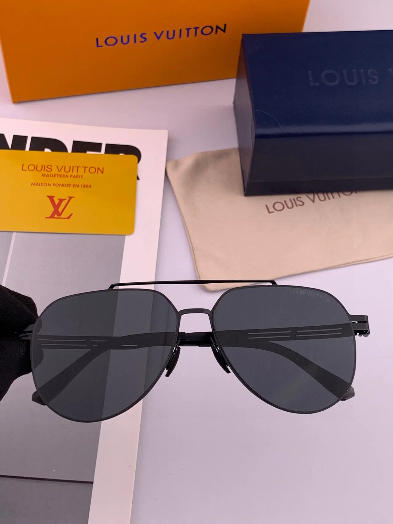 Black Aviator-Style Silhouette Thin Metal Double Bridge Sunglasses 7