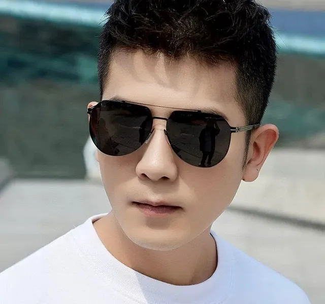Black Aviator-Style Silhouette Thin Metal Double Bridge Sunglasses 9