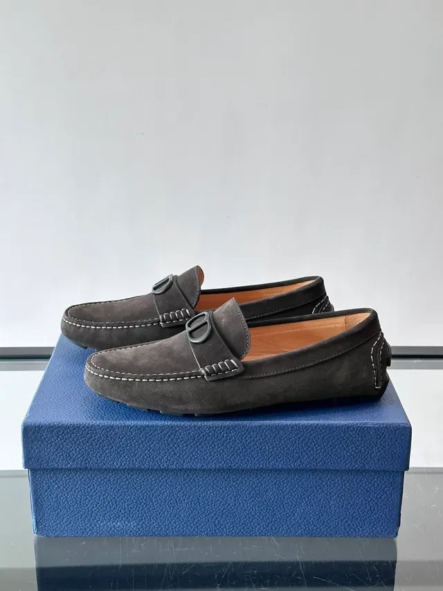 Black Beige Suede Buckle Strap Loafer 5