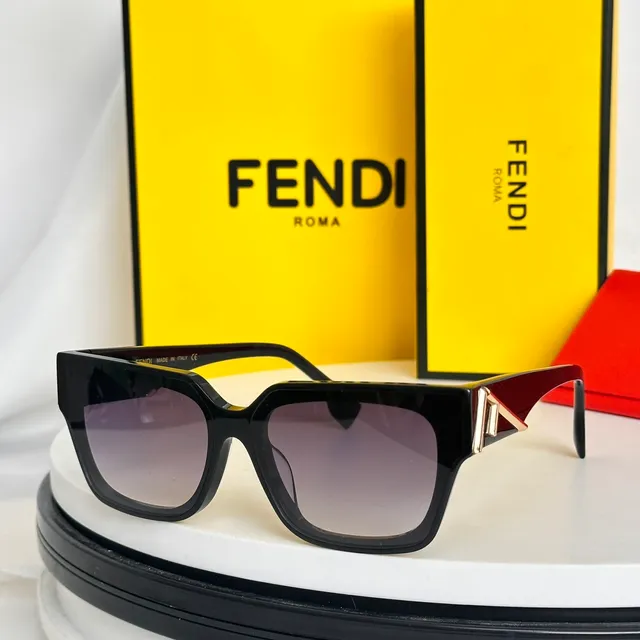 Black Brown Acetate Frame Gold-Tone Metal Accent Sunglasses 9