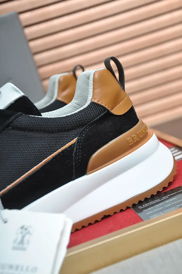 Black Brown Mixed-Material Upper Sculpted Midsole Chunky Sneakers 2