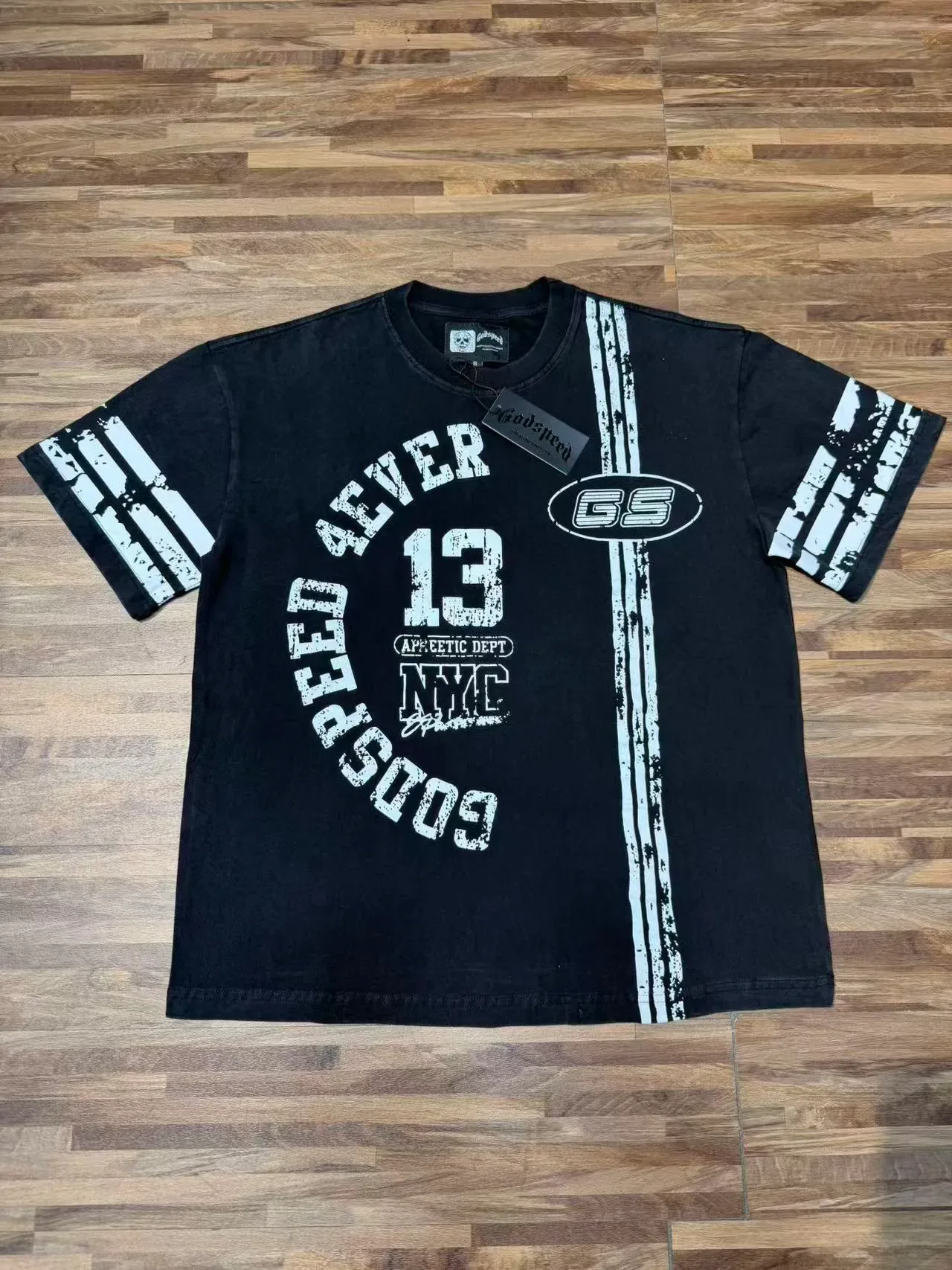 Black Distressed Graphic Print Oversized T-Shirt 2