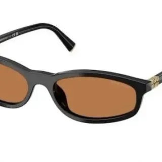 Black Frame Amber Lens Rectangular Cat-Eye Sunglasses