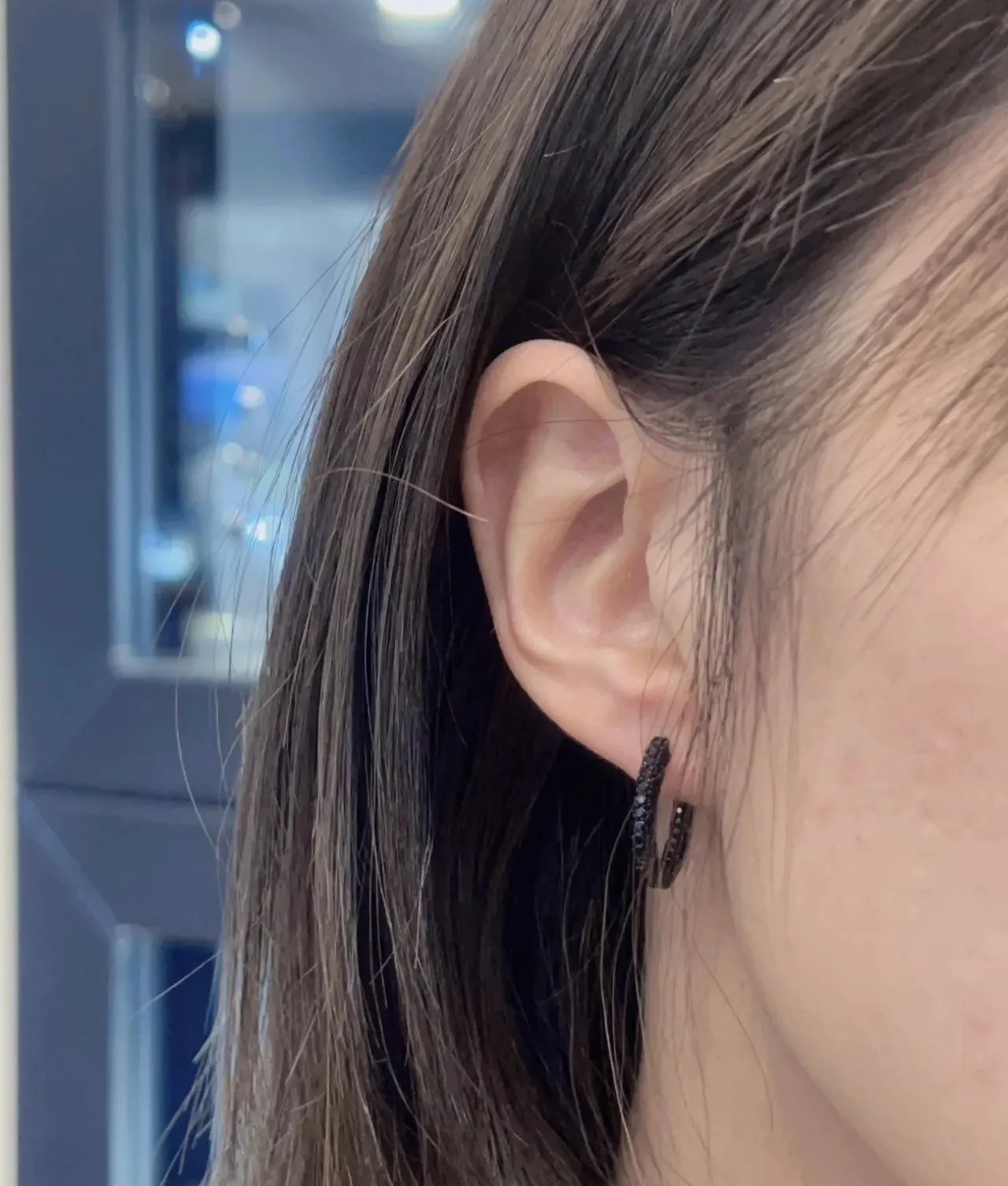 Black Gold Beaded Hoop Earrings 3