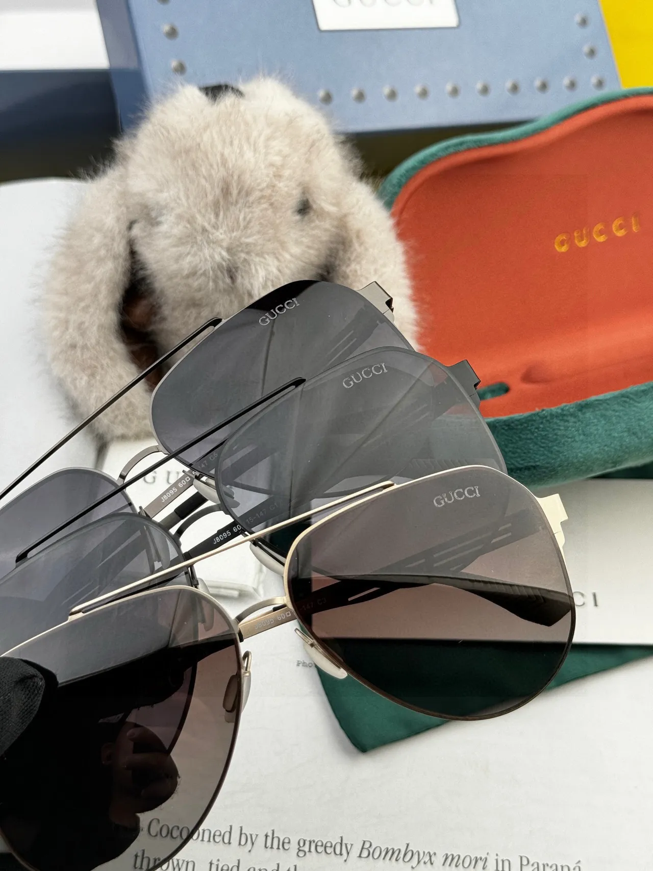 Black Gray Aviator Silhouette Double Bridge Sunglasses 9