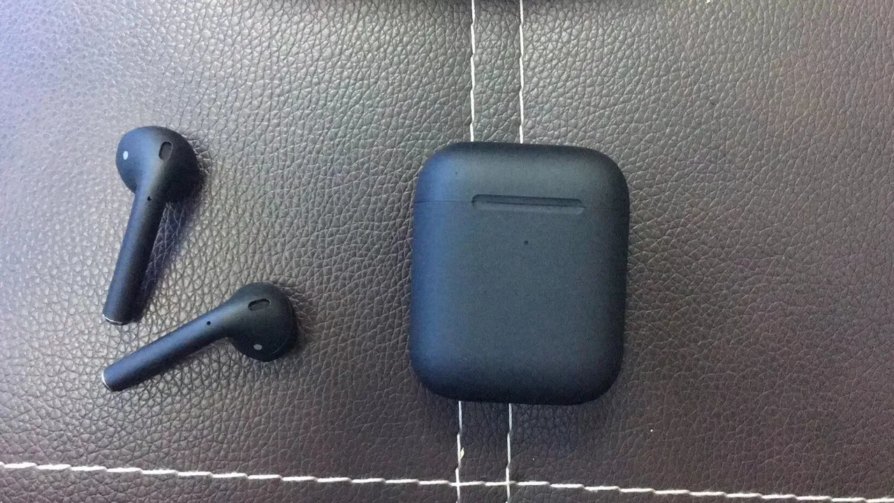 Black Gray Matte Finish Compact Charging Case TWS Earbuds 6
