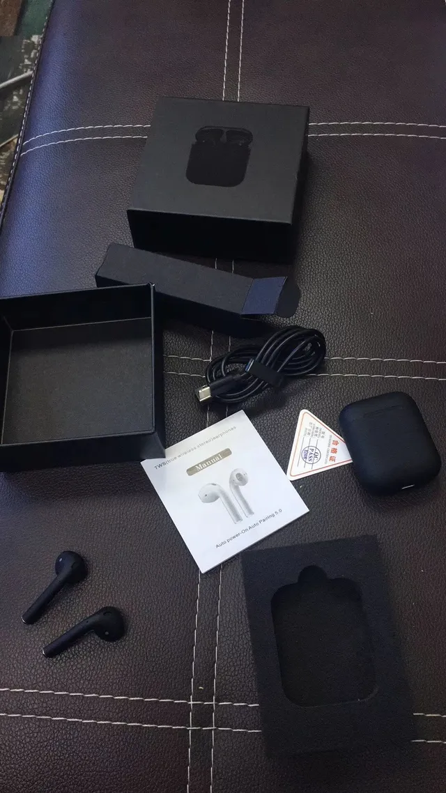 Black Gray Matte Finish Compact Charging Case TWS Earbuds 9