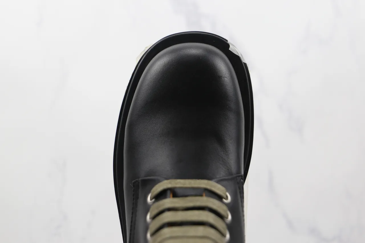 Black Green Smooth Leather Upper Olive Laces Ankle Boots 6
