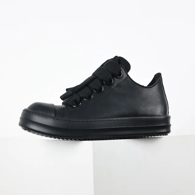 Black Monochrome Oversized Lace Platform Sneakers 9