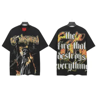 Camiseta negra y naranja de corte oversized con estampado gráfico frontal