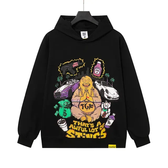 Black Oversized Graphic Print Hoodie 2