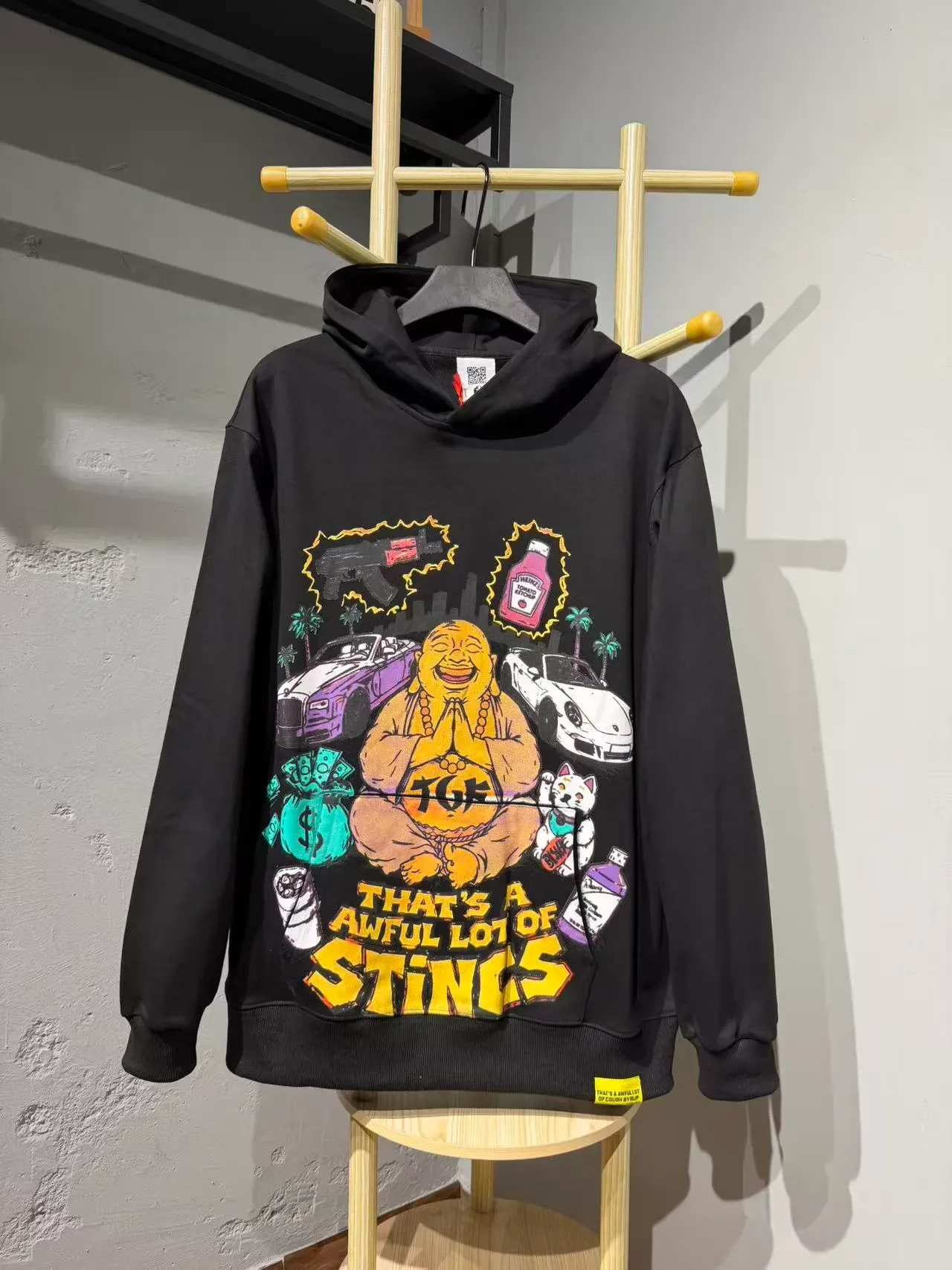 Black Oversized Graphic Print Hoodie 5