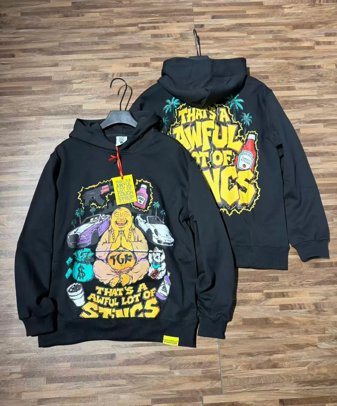 Black Oversized Graphic Print Hoodie 7