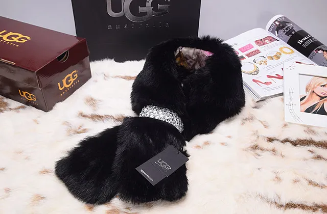 Black Plush Fur Looped Collar Style Scarve 5