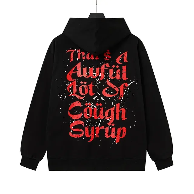 Black Red Graphic-Print Oversized Fit Hoodie 3